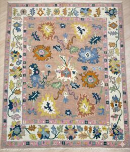 12x15 area rug Pink Oushak rug Hand Knotted Wool Turkish Carpet, Floral Vintage Area Rug, Muted Oriental Farmhouse Home Decor